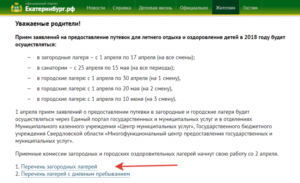 Запись в загородные лагеря на госуслугах начинается