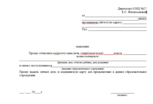 Образец заявление на подготовку к школе