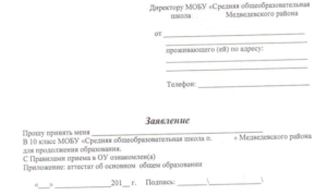 Образец заявление на подготовку к школе