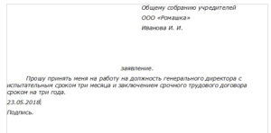 Заявление на должность директора образец